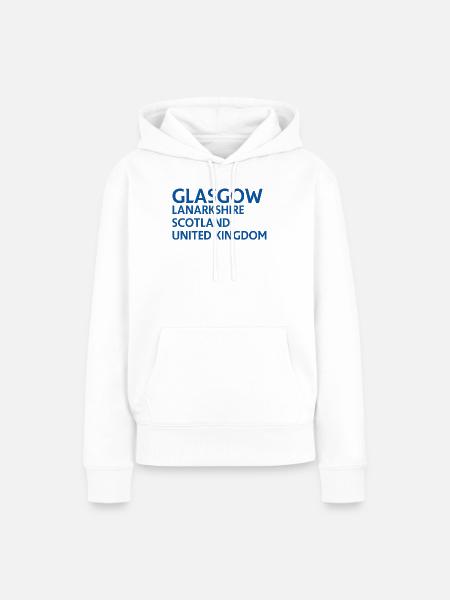 Glasgow – Scotland Textdesign - Frauen Premium Bio Hoodie - Weiß