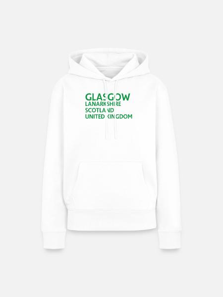 Glasgow – Scotland Textdesign - Frauen Premium Bio Hoodie - Weiß