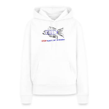 poissons et plastique - Sweat à capuche Premium bio Femme - blanc - Devant - Julia (174cm)