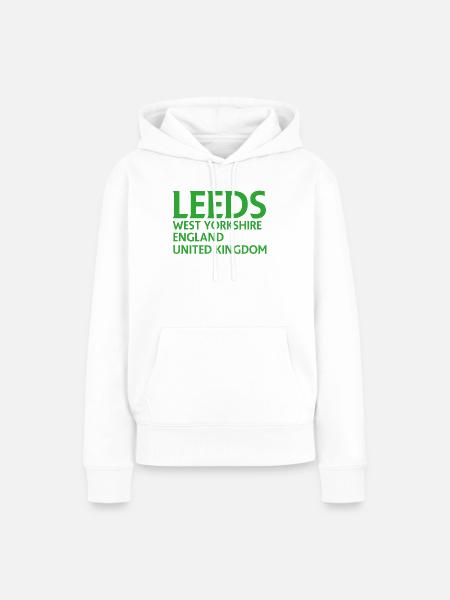 Leeds – England Liedtextdesign - Frauen Premium Bio Hoodie - Weiß