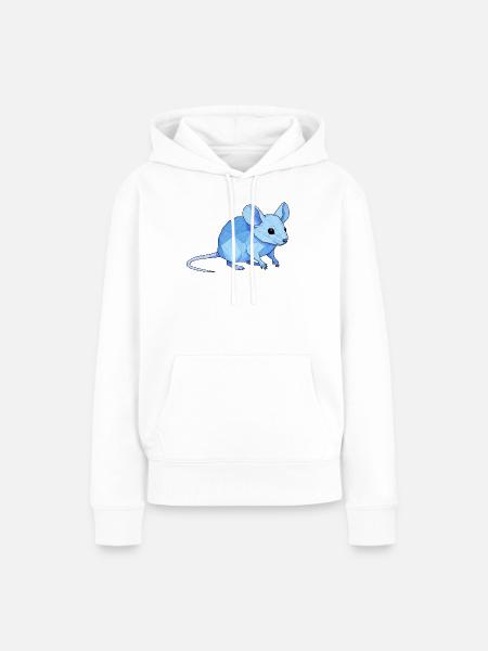 Blauer Low-Poly Maus - Frauen Premium Bio Hoodie - Weiß
