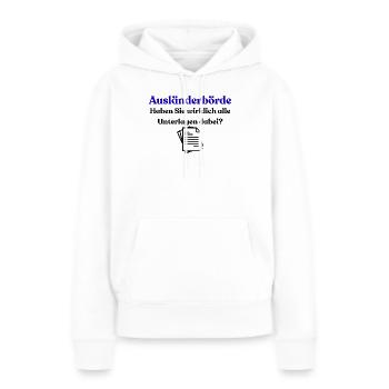 Bureau d’enregistrement des étrangers - Sweat à capuche Premium bio Femme - blanc - Devant - Julia (174cm)