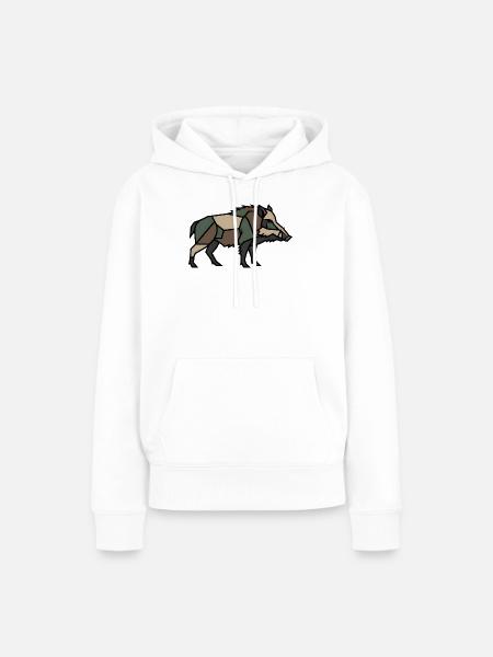 Geometrisches Wildschwein Low Poly - Frauen Premium Bio Hoodie - Weiß