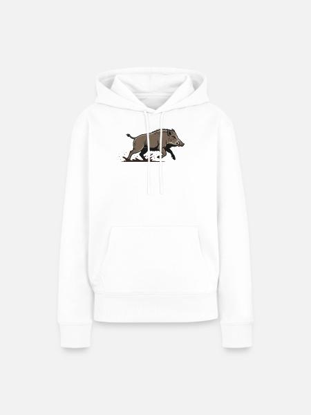 Wildschwein Rennen Angriff Jagd - Frauen Premium Bio Hoodie - Weiß