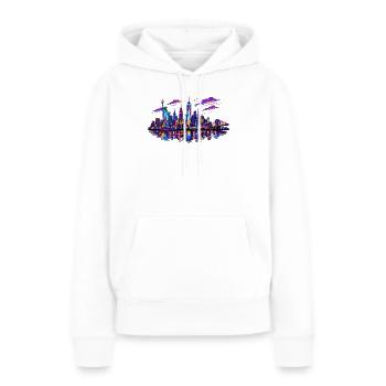 NYC Neon-Skyline Reflektion - Frauen Premium Bio Hoodie - Weiß - Vorne - Julia (174cm)