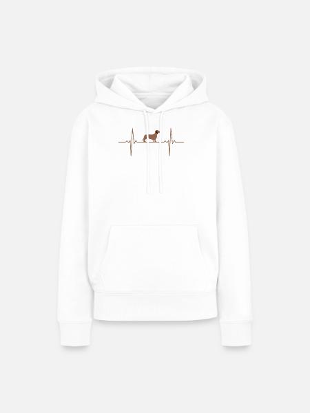 Dackel Hund Herzschlag Dachshund - Frauen Premium Bio Hoodie - Weiß