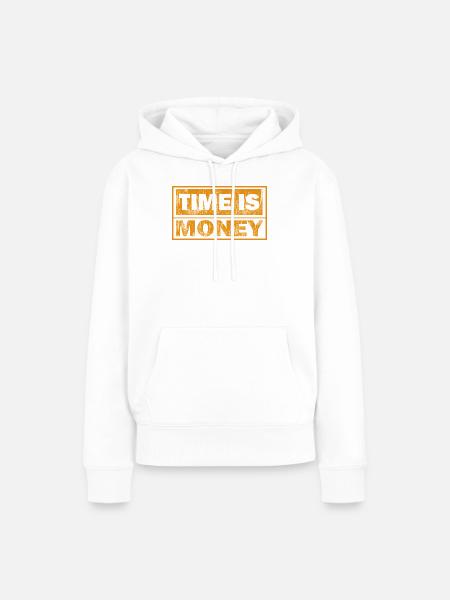 Zeit ist Geld – notlose Orange - Frauen Premium Bio Hoodie - Weiß