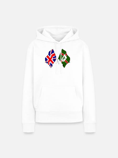 Nottinghamshire- und UK-Flaggen - Frauen Premium Bio Hoodie - Weiß