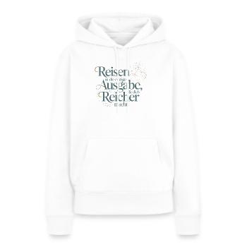 Le voyage est la seule dépense qui vous rend plus riche - Sweat à capuche Premium bio Femme - blanc - Devant - Julia (174cm)