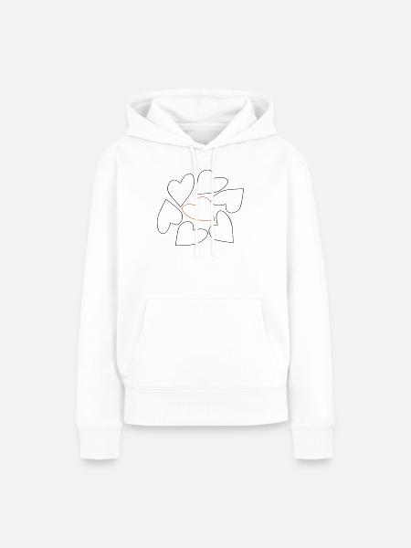 Herzen / Hearts - Frauen Premium Bio Hoodie - Weiß