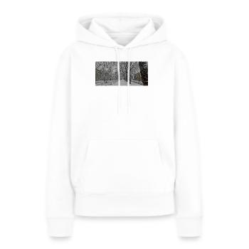 Avenue d’hiver sous la neige - Sweat à capuche Premium bio Femme - blanc - Devant - Julia (174cm)