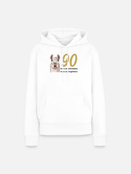 90 Geburtstag – Kurz erschrocken, dann gefeiert - Frauen Premium Bio Hoodie - Weiß