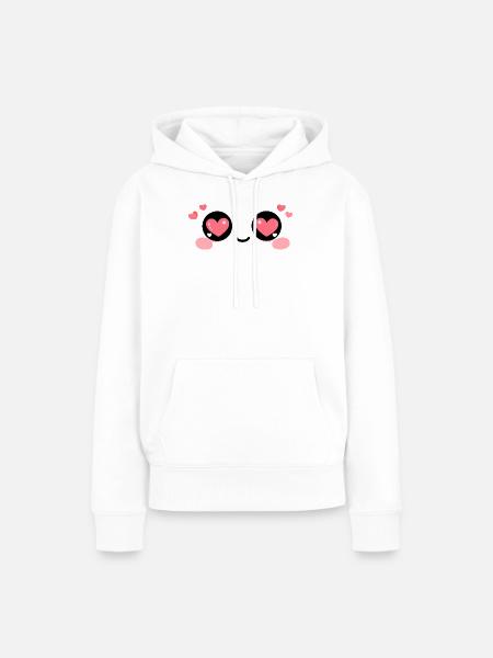 Kawaii Love Eyes - Frauen Premium Bio Hoodie - Weiß