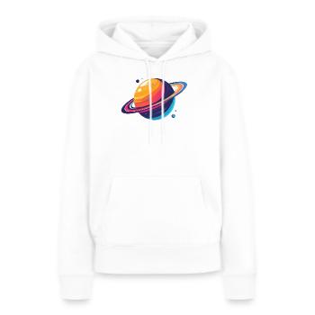 Neon Planetenkosmos Planet mit Ring und Monden - Frauen Premium Bio Hoodie - Weiß - Vorne - Julia (174cm)
