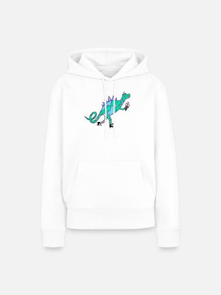 Rollerskates_Dino - Frauen Premium Bio Hoodie - Weiß
