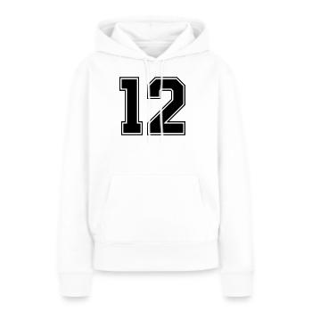 12 Zahl - Frauen Premium Bio Hoodie - Weiß - Vorne - Julia (174cm)