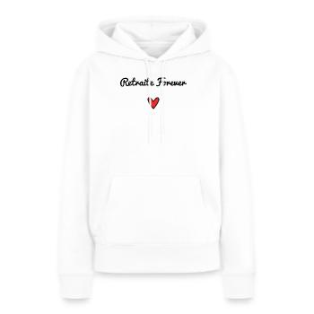 RETRAITE. RETRAITE. RETRAITEE. RETRAITE - Sweat à capuche Premium bio Femme - blanc - Devant - Julia (174cm)