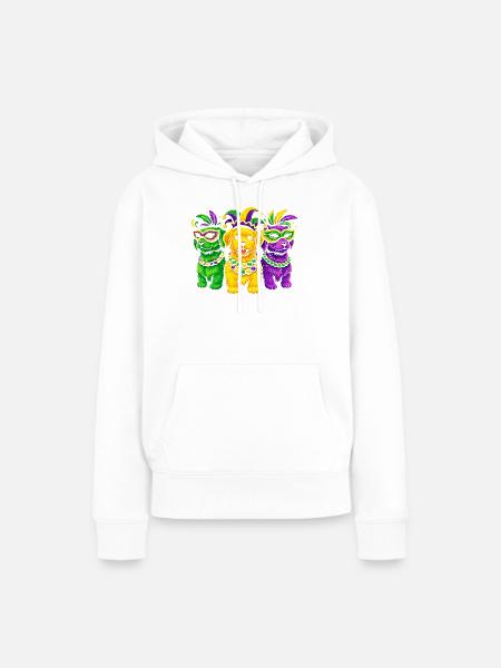 Carnival Canines: Mardi Gras Beaded Trio - Frauen Premium Bio Hoodie - Weiß