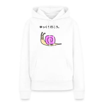 Escargot rose kawaii  - Sweat à capuche Premium bio Femme - blanc - Devant - Julia (174cm)