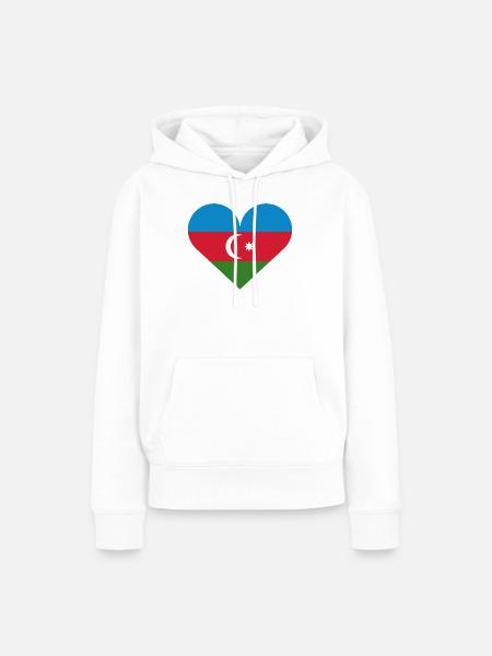 Herzflagge Aserbaidschans - Frauen Premium Bio Hoodie - Weiß