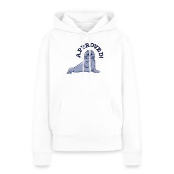 Zustimmungs-Robbe Cartoon Daumenhoch - Frauen Premium Bio Hoodie - Weiß - Vorne - Julia (174cm)