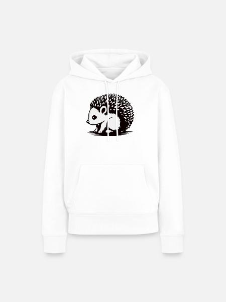 Monochrome Igel-Silhouette - Frauen Premium Bio Hoodie - Weiß