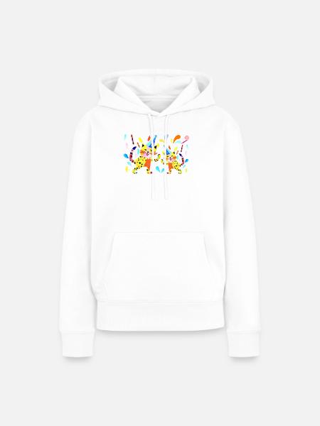 Partykatzen Neonfarben - Frauen Premium Bio Hoodie - Weiß