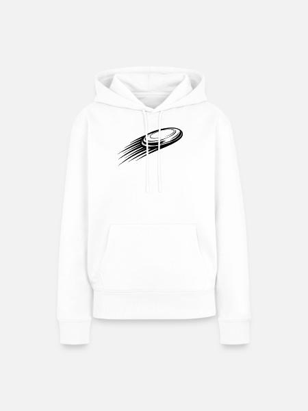 Wurfscheibe Bewegung Schwarz Symbol - Frauen Premium Bio Hoodie - Weiß