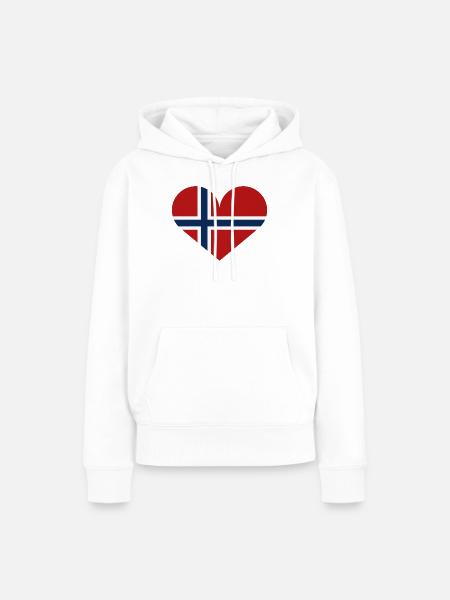 Norwegische Herzflagge - Frauen Premium Bio Hoodie - Weiß