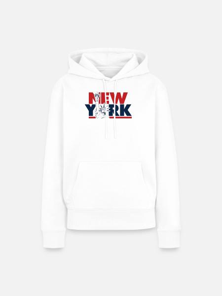 New York Freiheit Grafik - Frauen Premium Bio Hoodie - Weiß