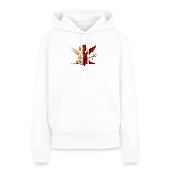 Double Ange Chérubin Démon - Sweat à capuche Premium bio Femme - blanc - Devant - Julia (174cm)