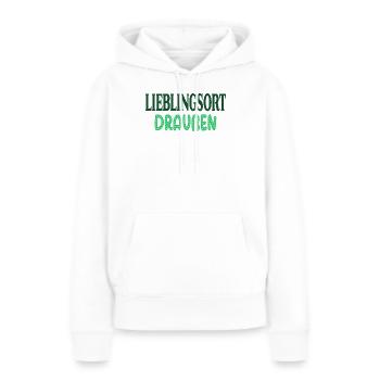 Wohlbefinden Lieblingsort Draussen - Frauen Premium Bio Hoodie - Weiß - Vorne - Julia (174cm)