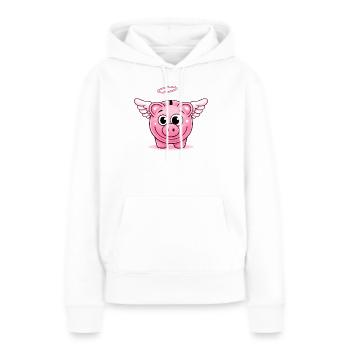 Niedliches Sparschwein mit Flügeln  - Frauen Premium Bio Hoodie - Weiß - Vorne - Julia (174cm)