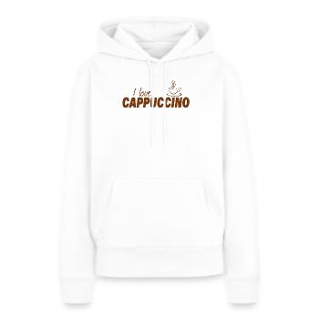 J’ADORE LE CAPPUCCINO - Sweat à capuche Premium bio Femme - blanc - Devant - Julia (174cm)