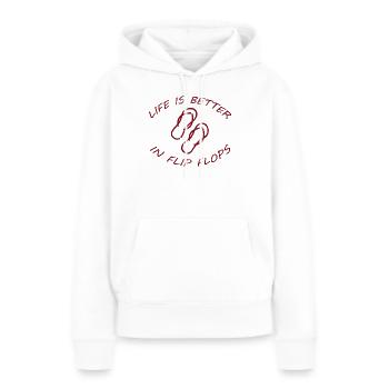 LA VIE EST MEILLEURE EN TONGS - Sweat à capuche Premium bio Femme - blanc - Devant - Julia (174cm)