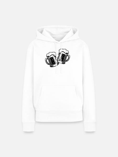 Bierglas Bier Anstossen - Frauen Premium Bio Hoodie - Weiß
