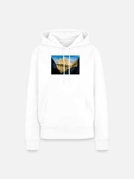 Drei Zinnen im Abendlicht - Frauen Premium Bio Hoodie - Weiß