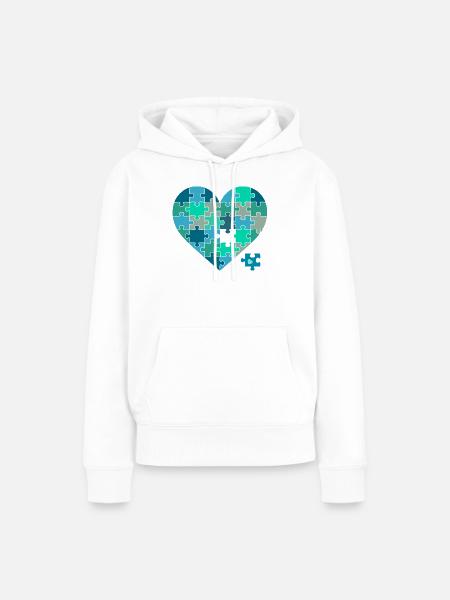 Puzzleherz Blaugrün - Frauen Premium Bio Hoodie - Weiß