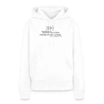Mit dem Strom - Frauen Premium Bio Hoodie - Weiß - Vorne - Julia (174cm)