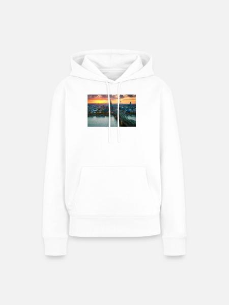 Kölner Dom im Abendlicht - Frauen Premium Bio Hoodie - Weiß