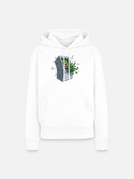 Gieriger Geldautomat Cartoon - Frauen Premium Bio Hoodie - Weiß