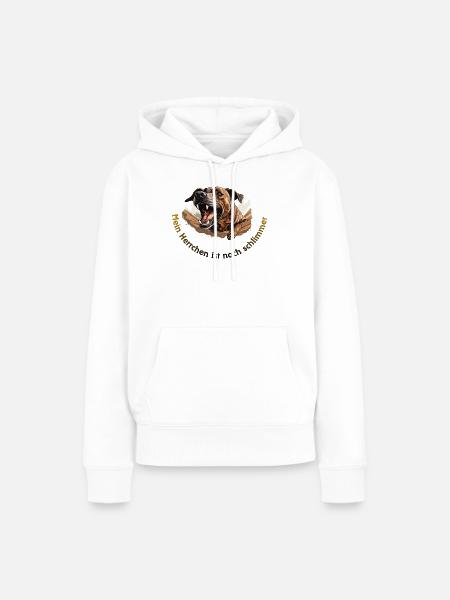 Mein Herrchen ist noch schlimmer - Frauen Premium Bio Hoodie - Weiß