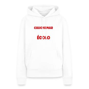 J’ai eu un cauchemar écolo - Sweat à capuche Premium bio Femme - blanc - Devant - Julia (174cm)