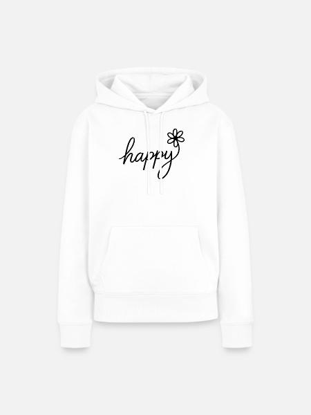 Fröhliches Handlettering mit Blume - Frauen Premium Bio Hoodie - Weiß