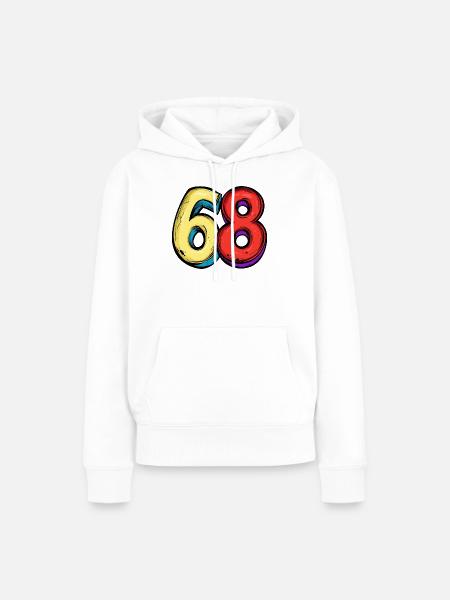 68 Zahl Bunt - Frauen Premium Bio Hoodie - Weiß