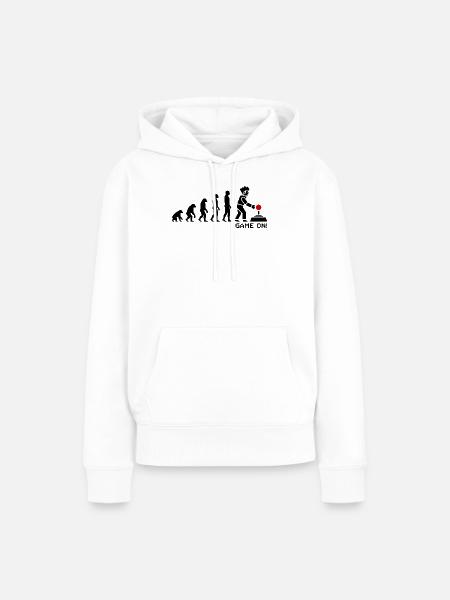 Evolution zum Gamer Pixel Look - Frauen Premium Bio Hoodie - Weiß