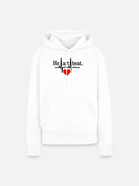 Heartbeat - Schwarz - Frauen Premium Bio Hoodie - Weiß