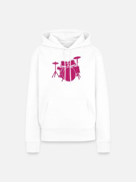 Pink Drum Set Music Lover Graphic - Frauen Premium Bio Hoodie - Weiß