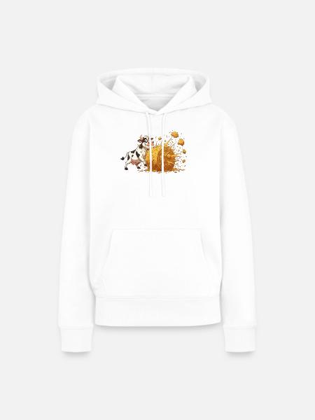 Kuh und Heu-Explosion - Frauen Premium Bio Hoodie - Weiß