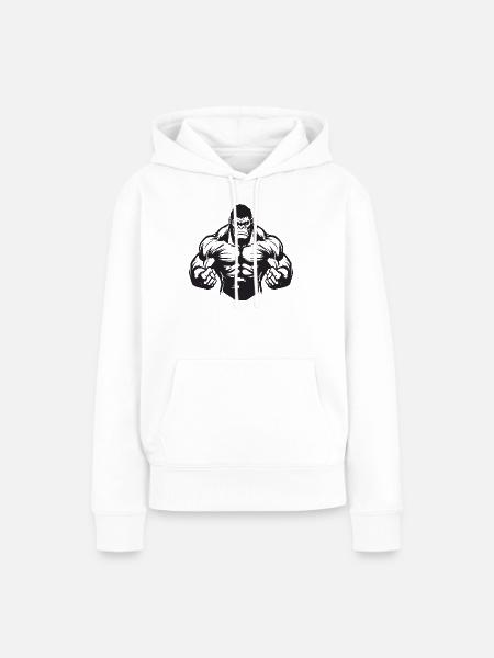 Gorilla Muskeln - Frauen Premium Bio Hoodie - Weiß